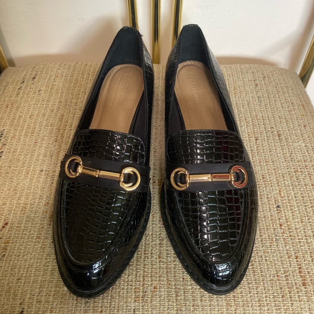 ASOS- Elegant Black Loafers with Gold Accents NWOB